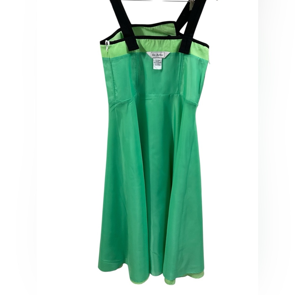 Vintage 90s Sia Bellini Green Ramie Button Front Dress | Mod Retro A-Line 9/10 - Picture 8 of 16